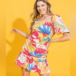 Flying Tomato tropical print mini dress